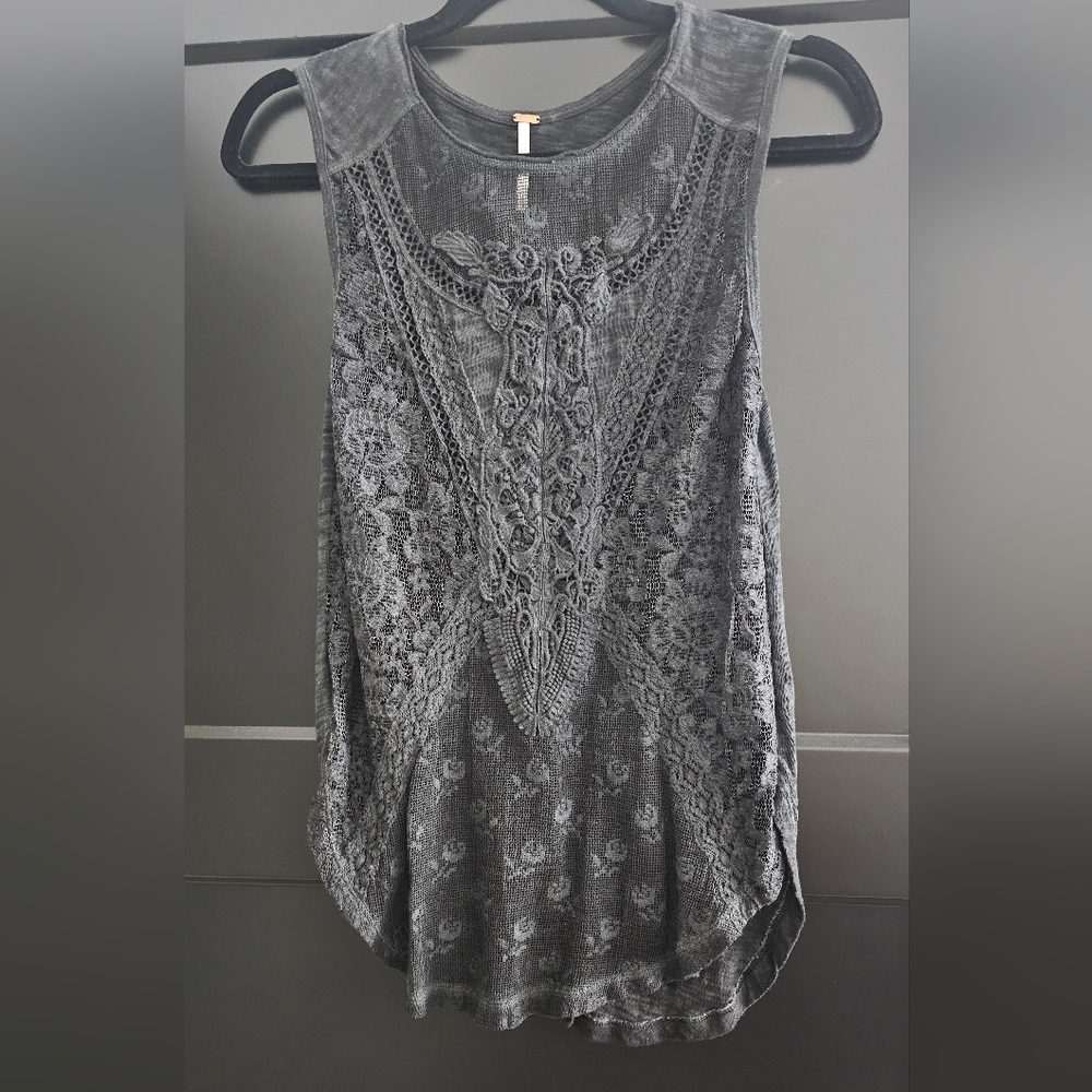 Free People Gray/Black Tank